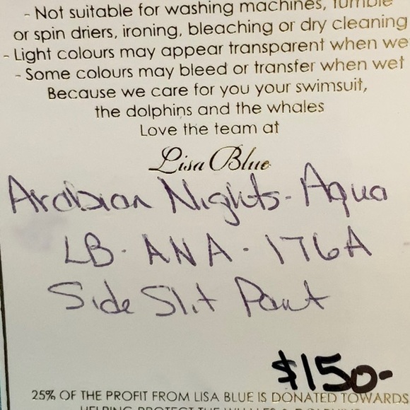 Lisa Blue ARABIAN NIGHTS Side Split Pant - Aqua Marine - Picture 6 of 14